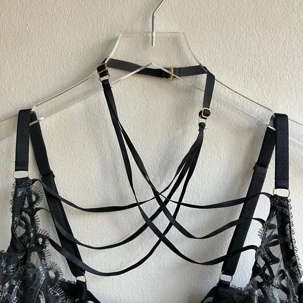 Victoria’s Secret Very Sexy Shimmer Heart Open Cup Strappy Playsuit Size XXL New
